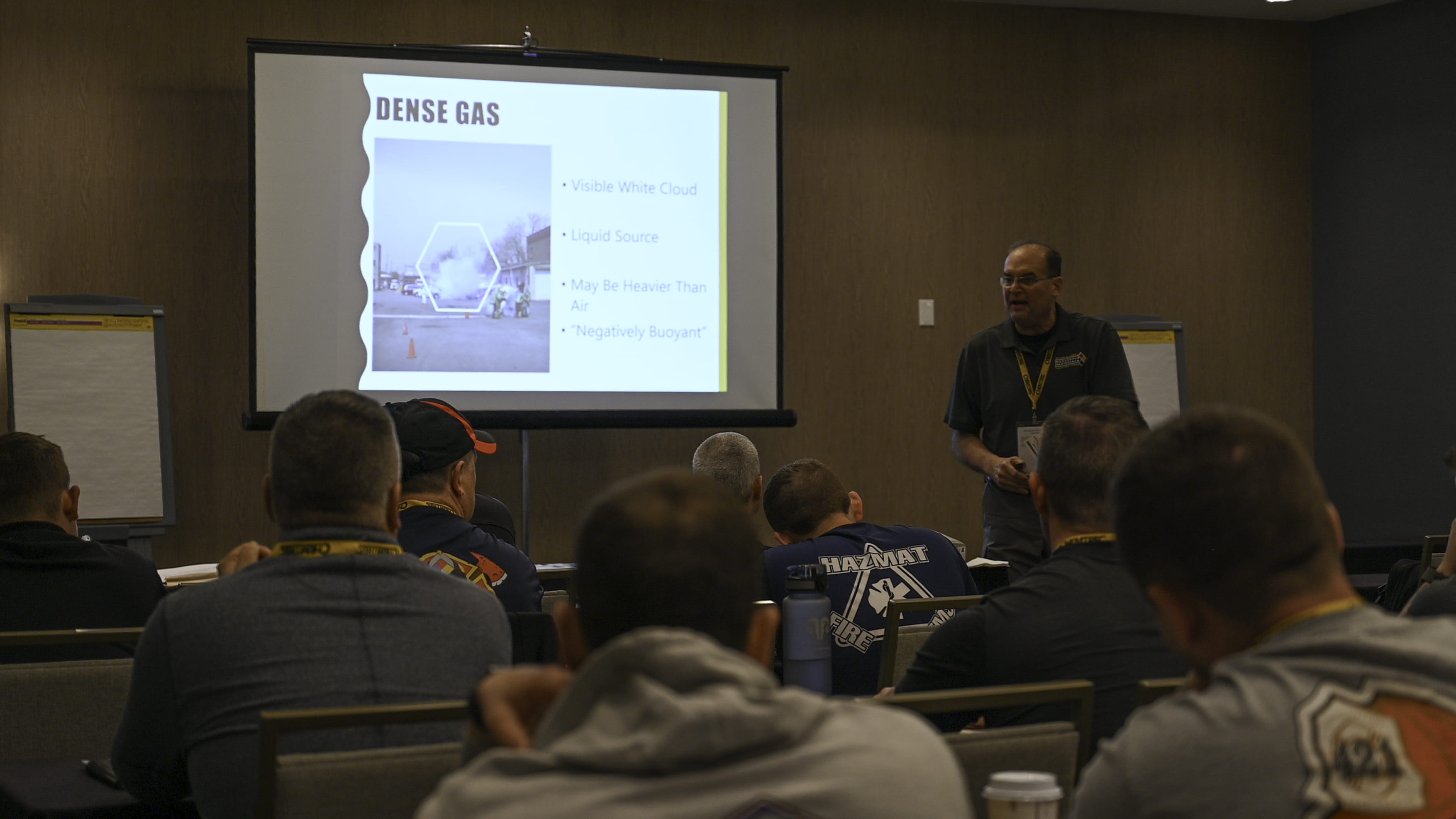 People watching a presentation at a session at the Michigan Hazmat Responder Conference.