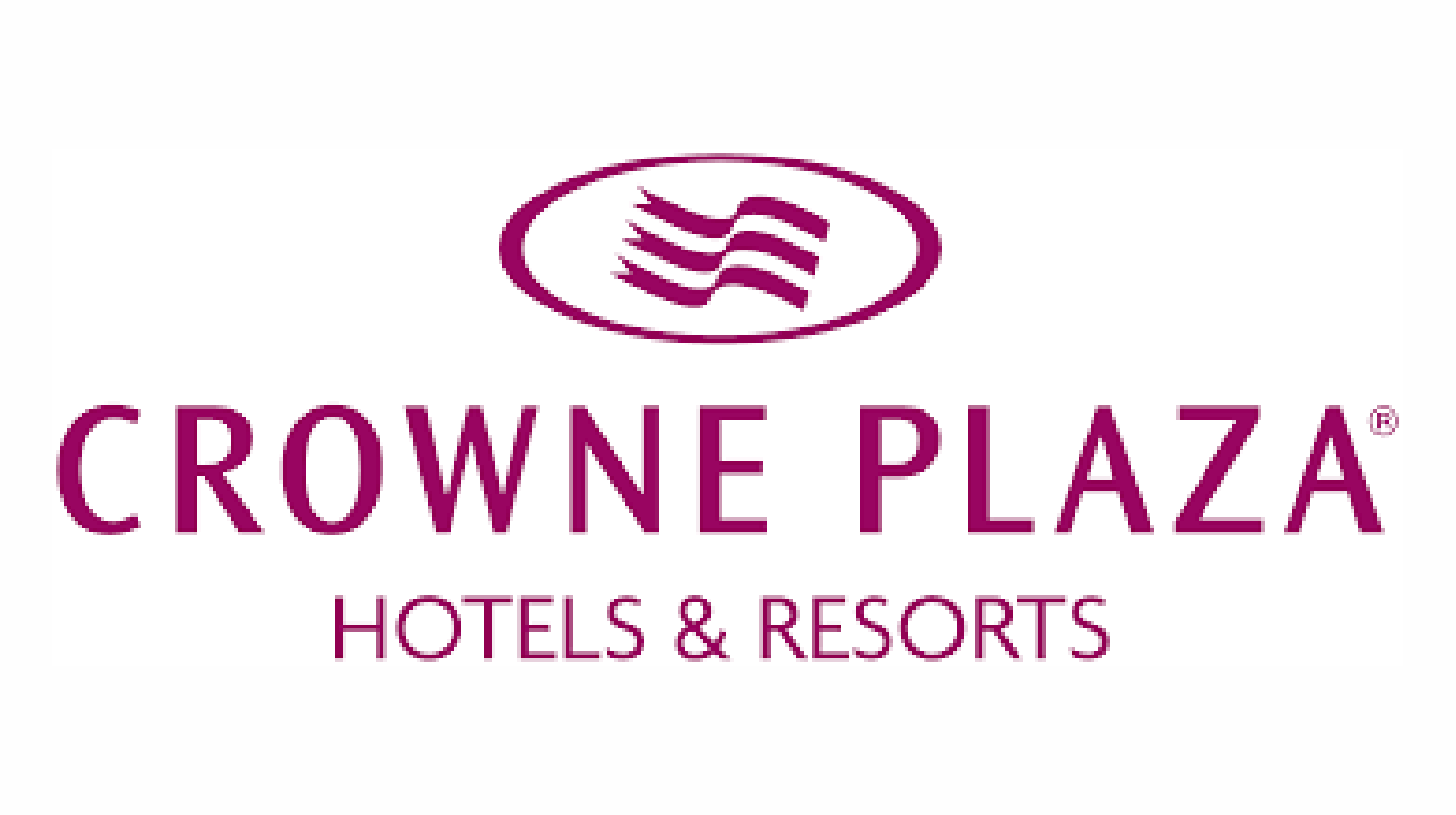 The words Crowne Plaza Hotels & Resorts below an oval logo with three wavy lines in the middle.
