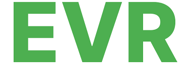 The letters EVR in green text