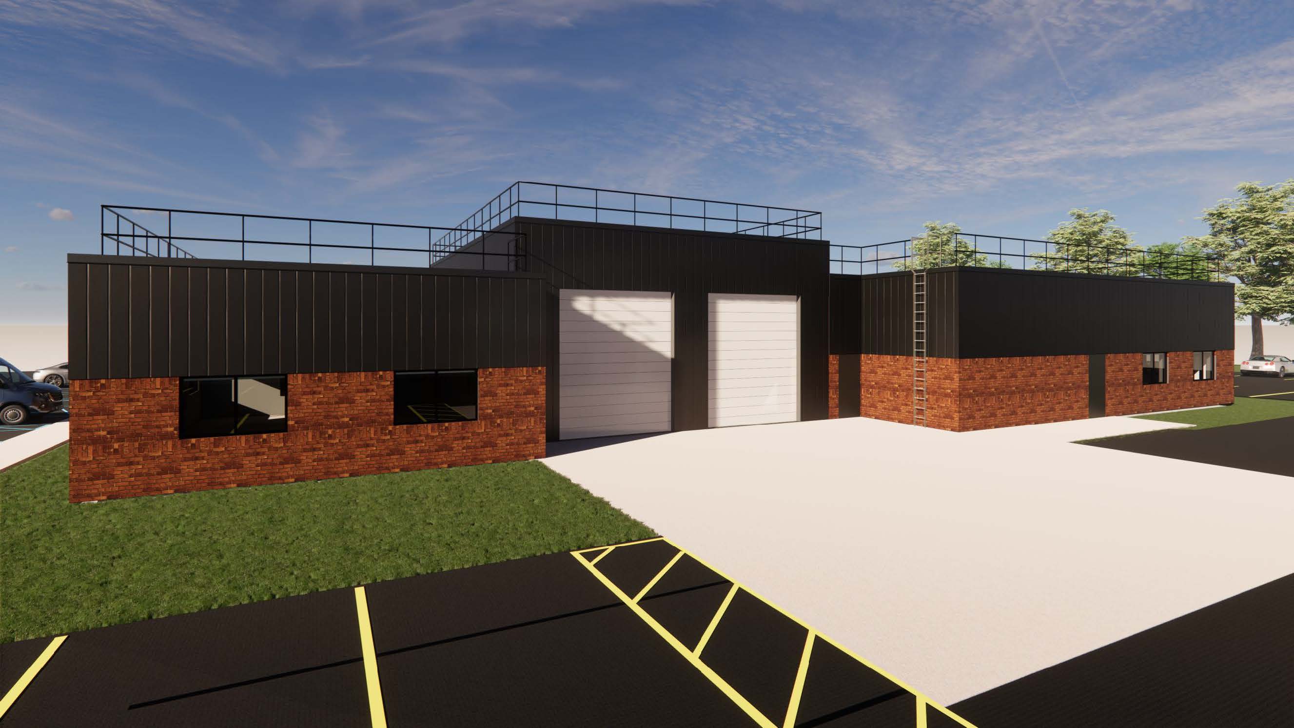 A rendered illustration of what the back of the hazmat training center will look like 