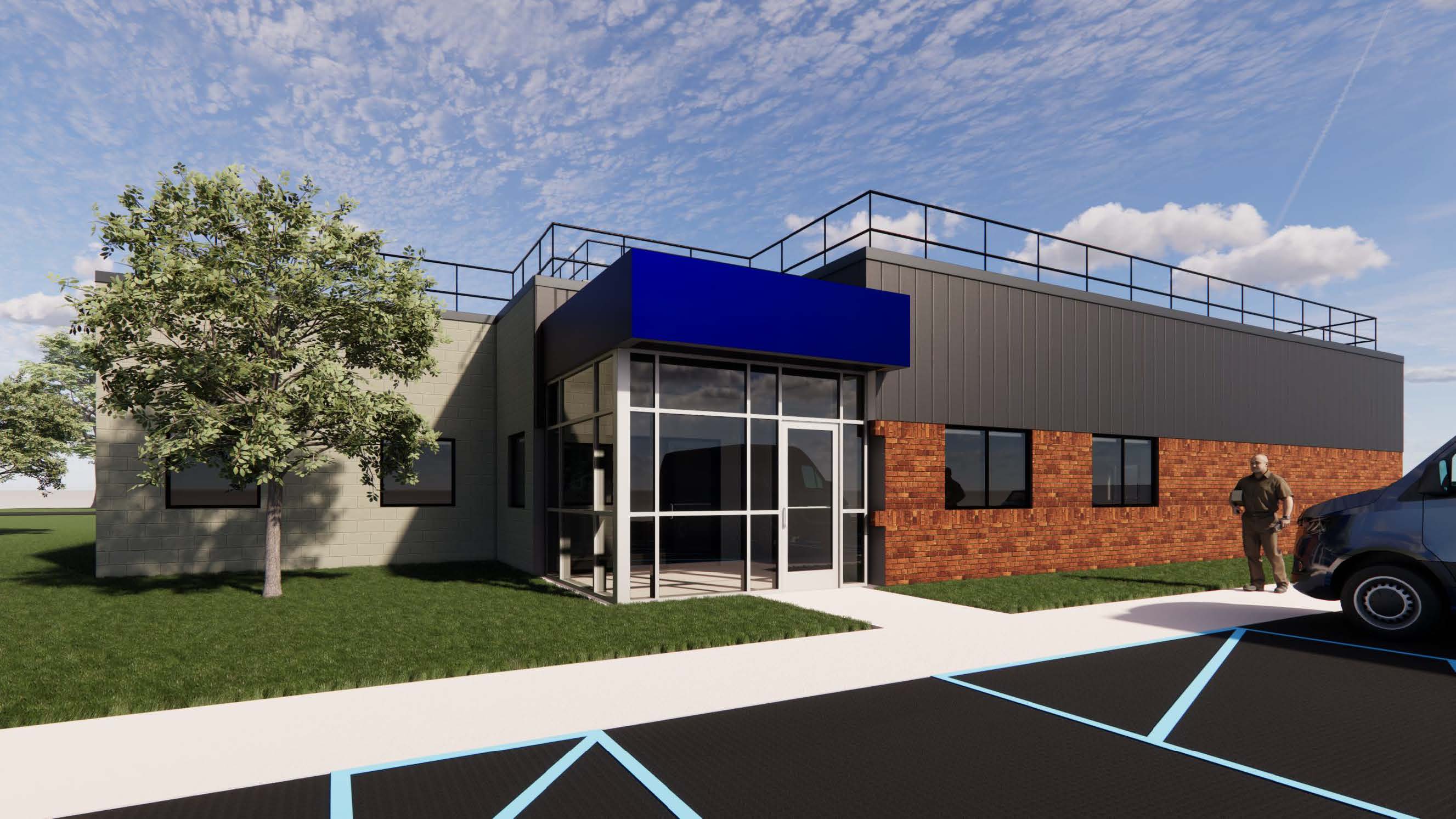 A rendering of what the outside of the main entrance of the hazmat training center will look like