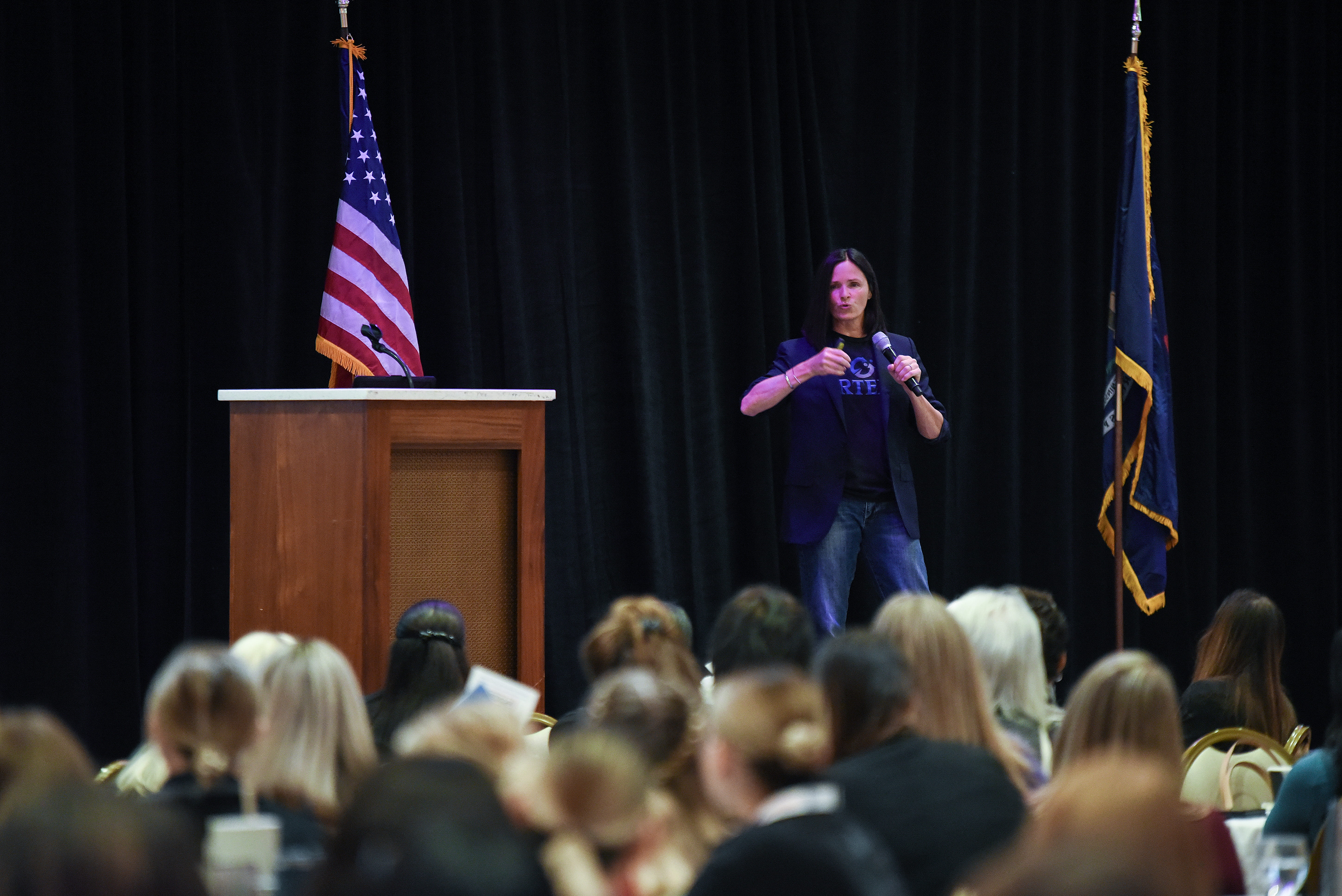 Julie Werhnyak, Ret., Tempe Police Department presenting to attendees