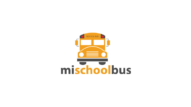 MI School Bus logo with school bus. 