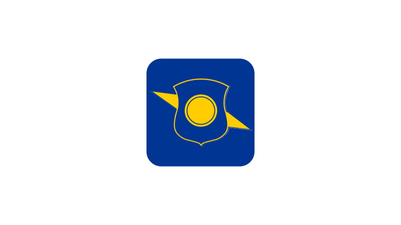 MSP Mobile app logo yellow shield on blue background. 