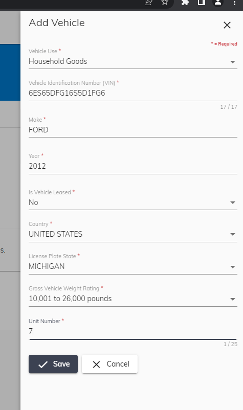 Vehicle information screen