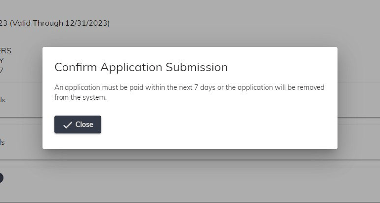 Confirm application submission