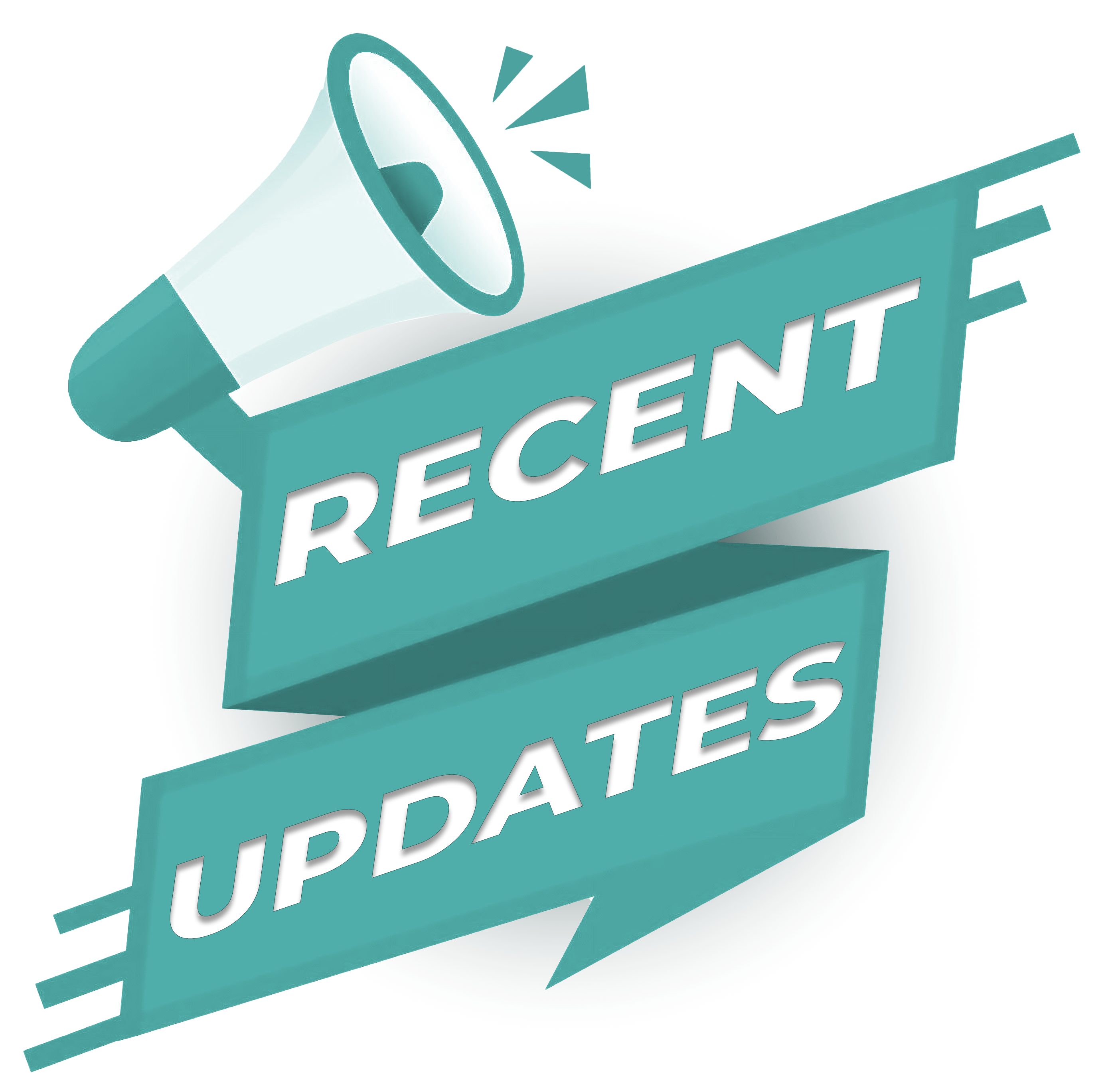 Graphic with a Megaphone and the words "Recent Updates"