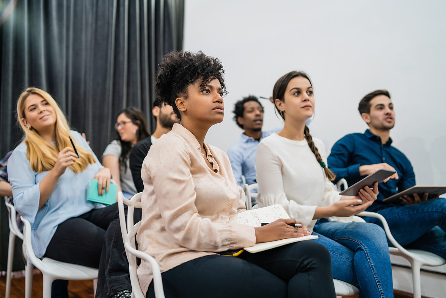 Diverse people in training