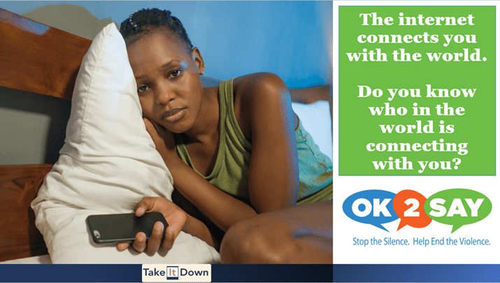 The internet connects you with the world. Do you know who in the world is connecting with you? OK2SAY - Stop the Silence. Help End the Violence. Take It Down