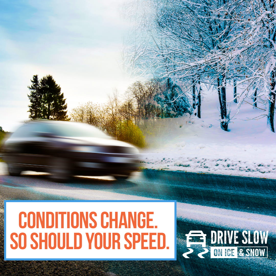 car speeding fast in snow