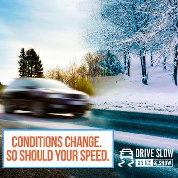 car speeding fast in snow