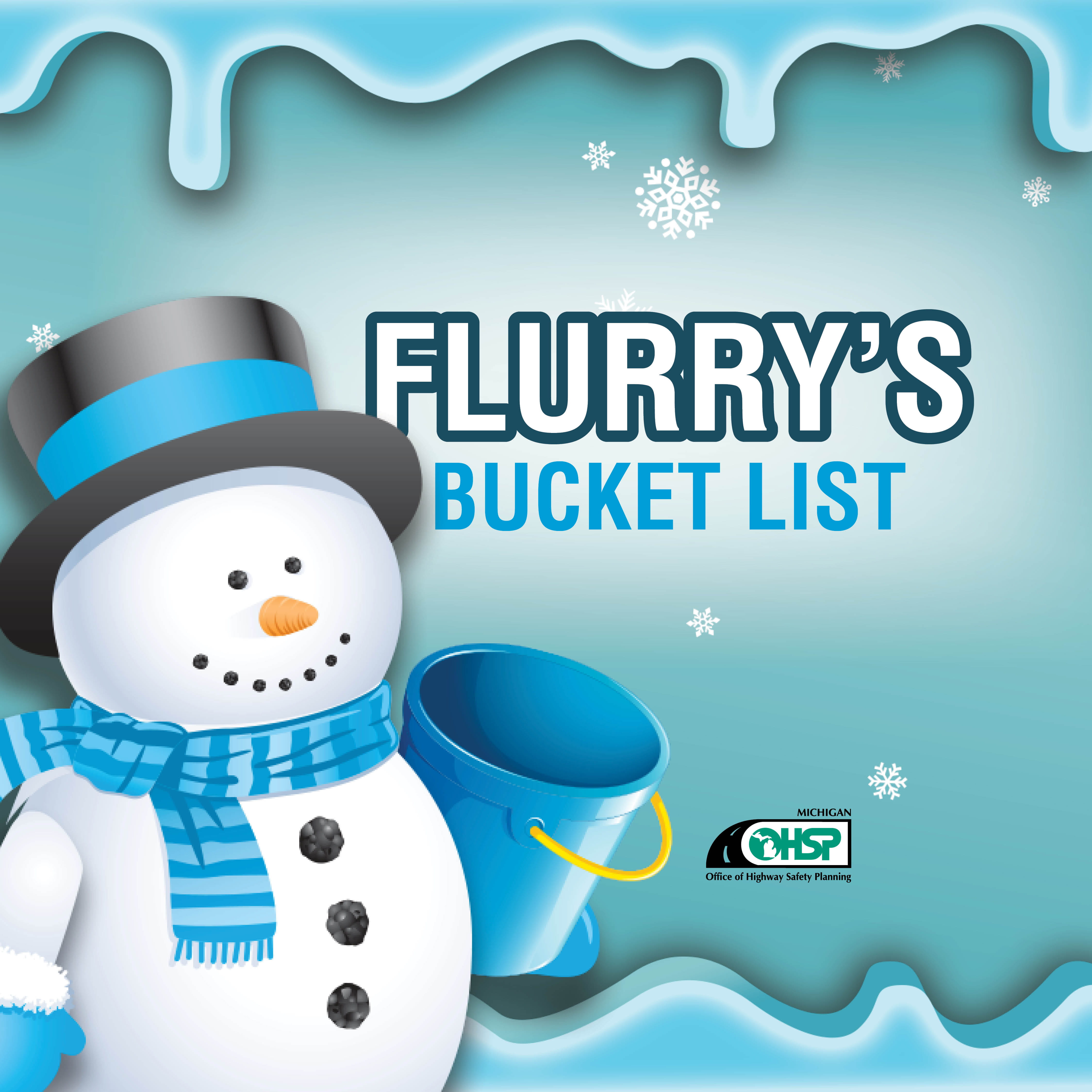 cartoon snowman with a bucket