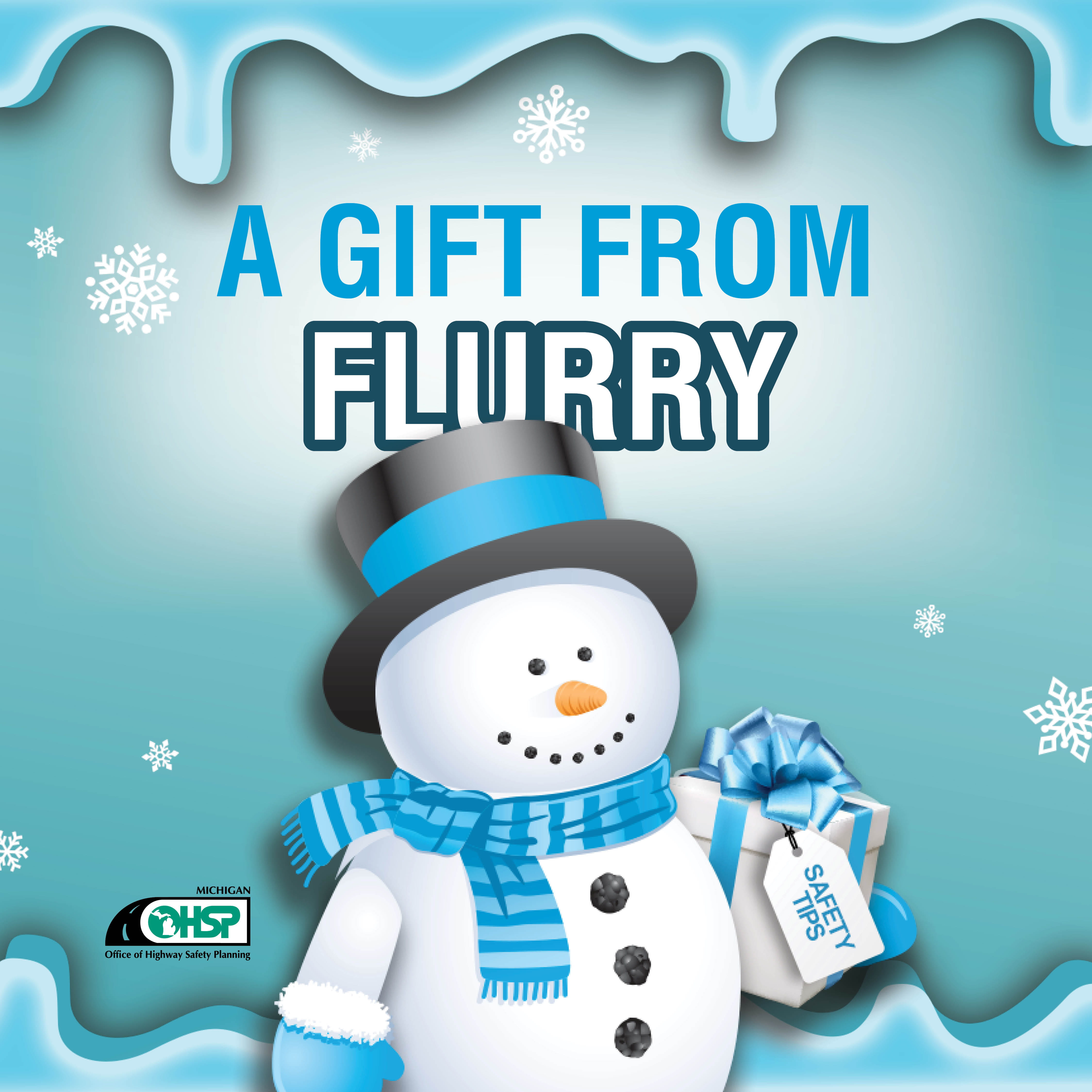 cartoon snowman hold a gift