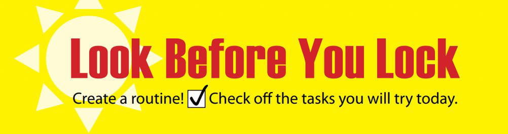Look Before You Lock, don't leave kids or pets in hot cars,
