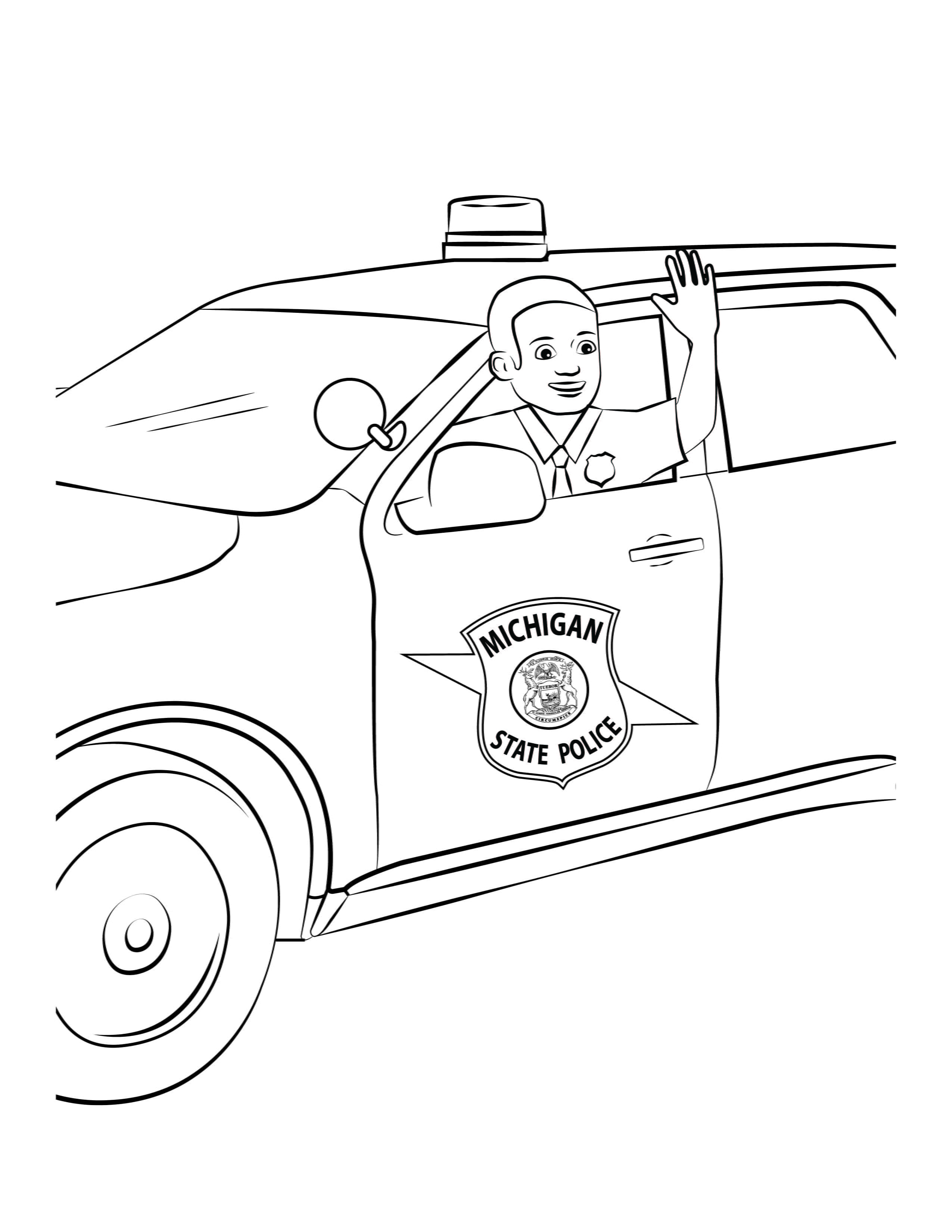 MSP trooper driving patrol car. 