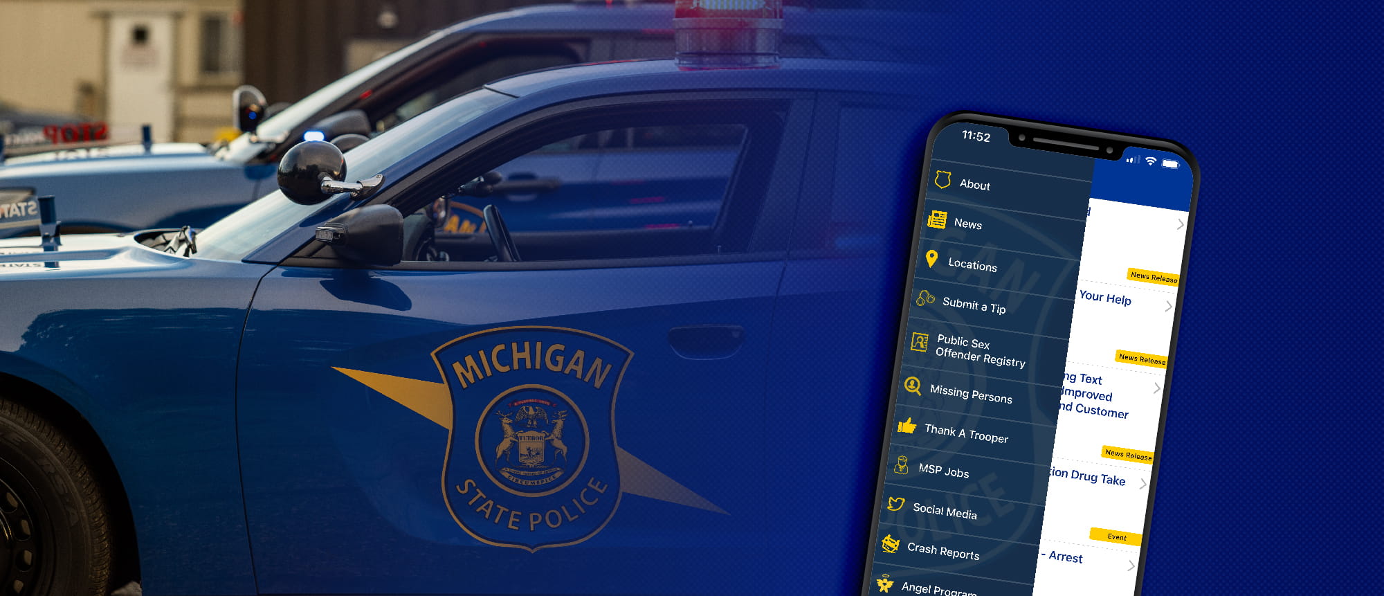 MSP patrol car and mobile phone