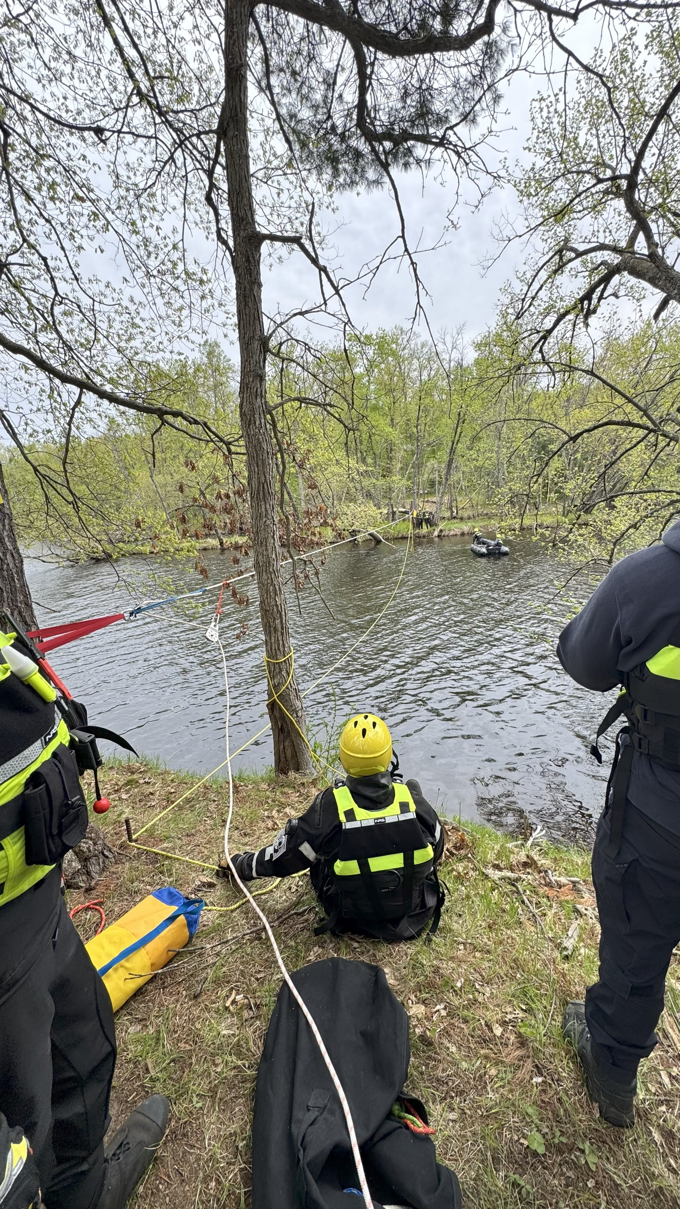 Marines Services Team members training with ropes on land