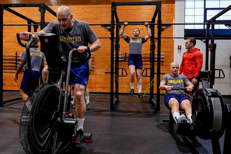 Photo of recruits in the gym working out