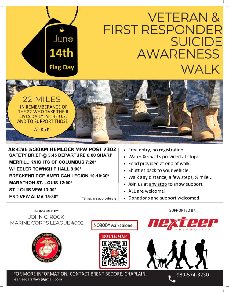 Hemlock 22 Mile Suicide Awareness Walk
