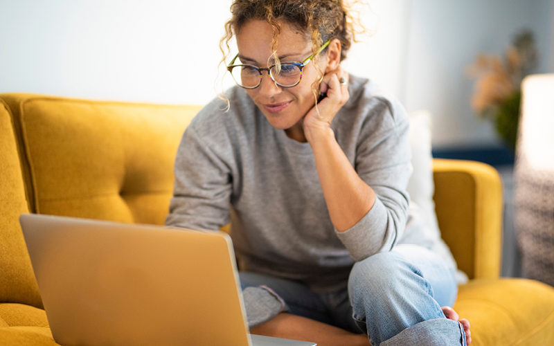 A woman on her computer