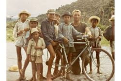 Danny Walburn and children in Vietnam