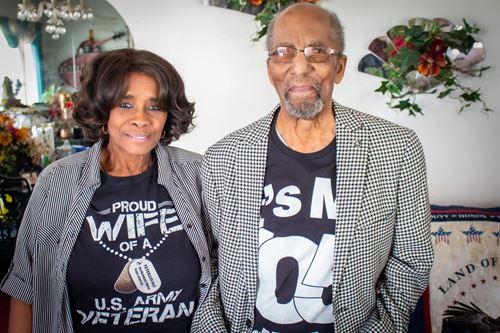 WWII veteran Robert Holt and his wife Ethel at their home in Albion.