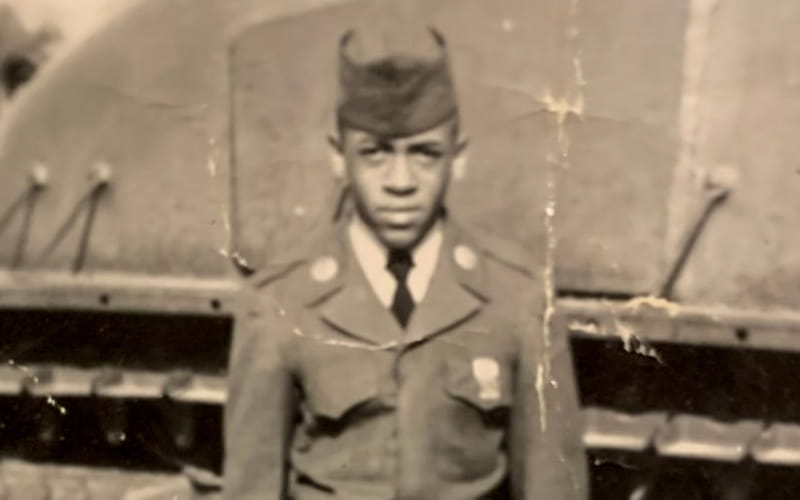 image of a young Lloyd Clayton in uniform