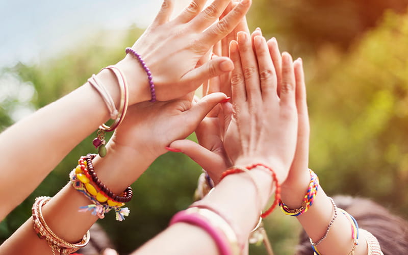 Hands celebrating