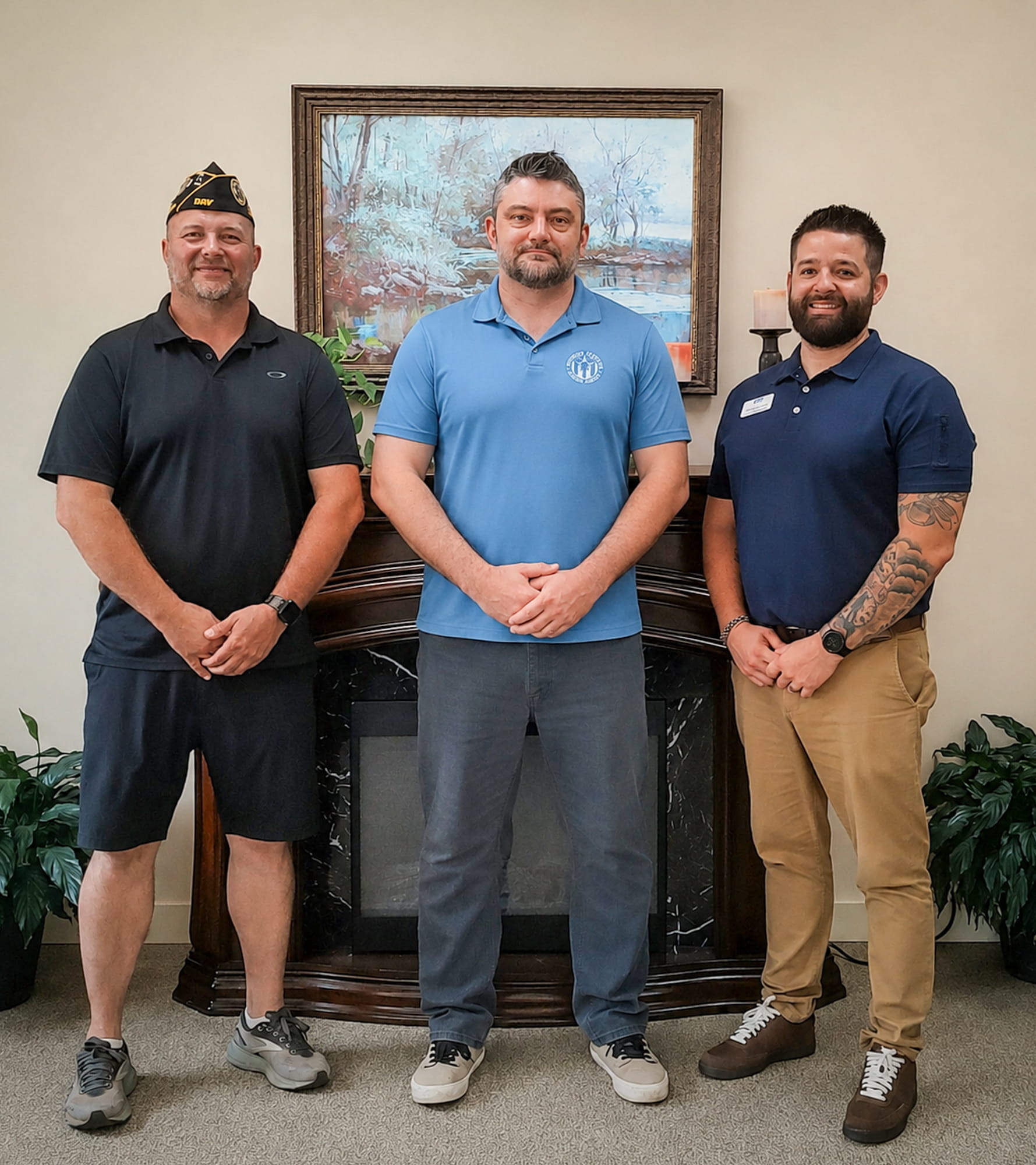 Pictured left to right: Jason Jenkins, DAV Chapter 22 commander; Eric Martin, MVAA veteran service officer; Christopher Lajoie, MVH D.J. Jacobetti interim administrator