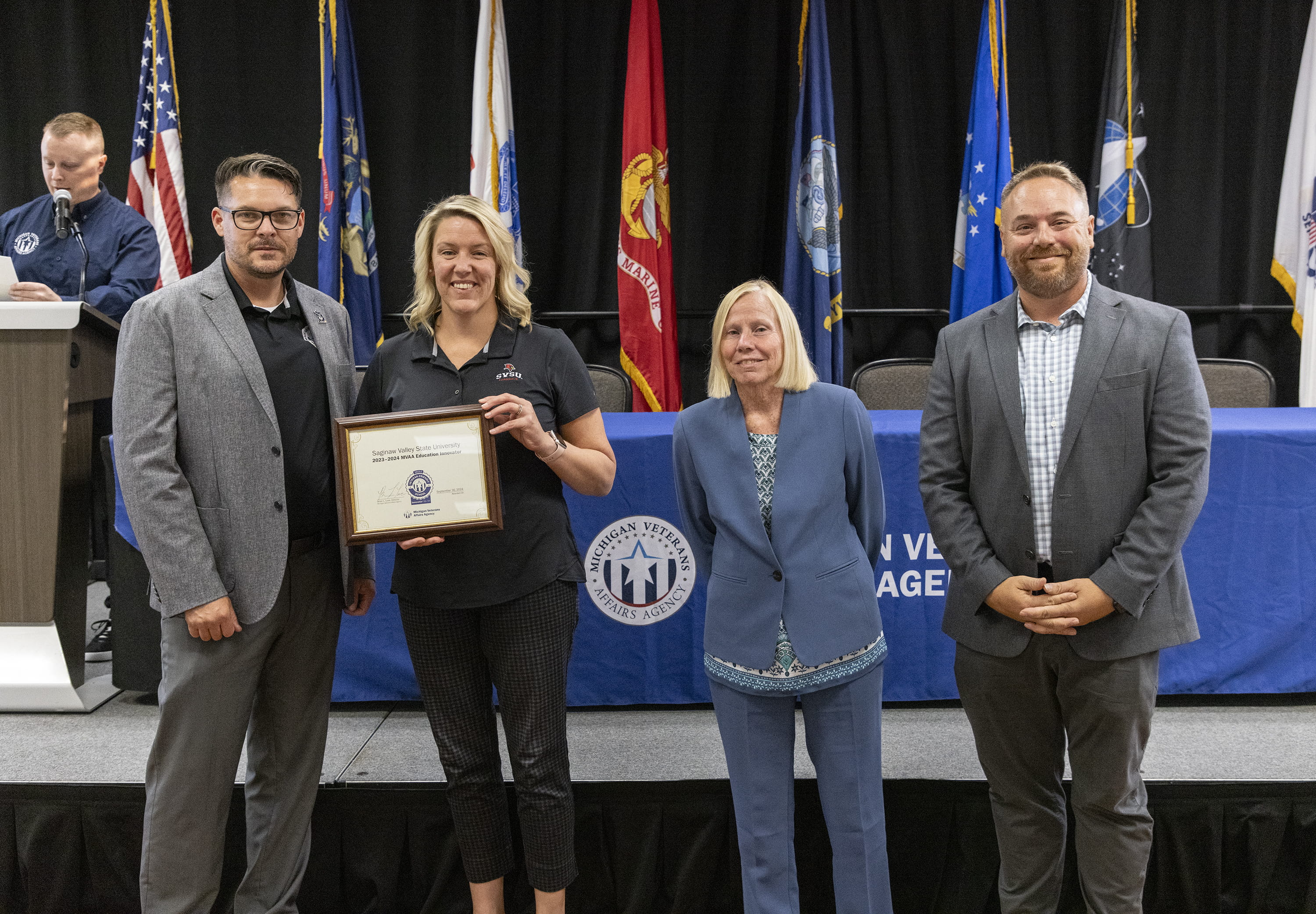 Pictured left to right: MVAA Deputy Director Todd Butler, Beth Alford, Dr. Marie Rabideau and MVAA Education Analyst Joe Saur.