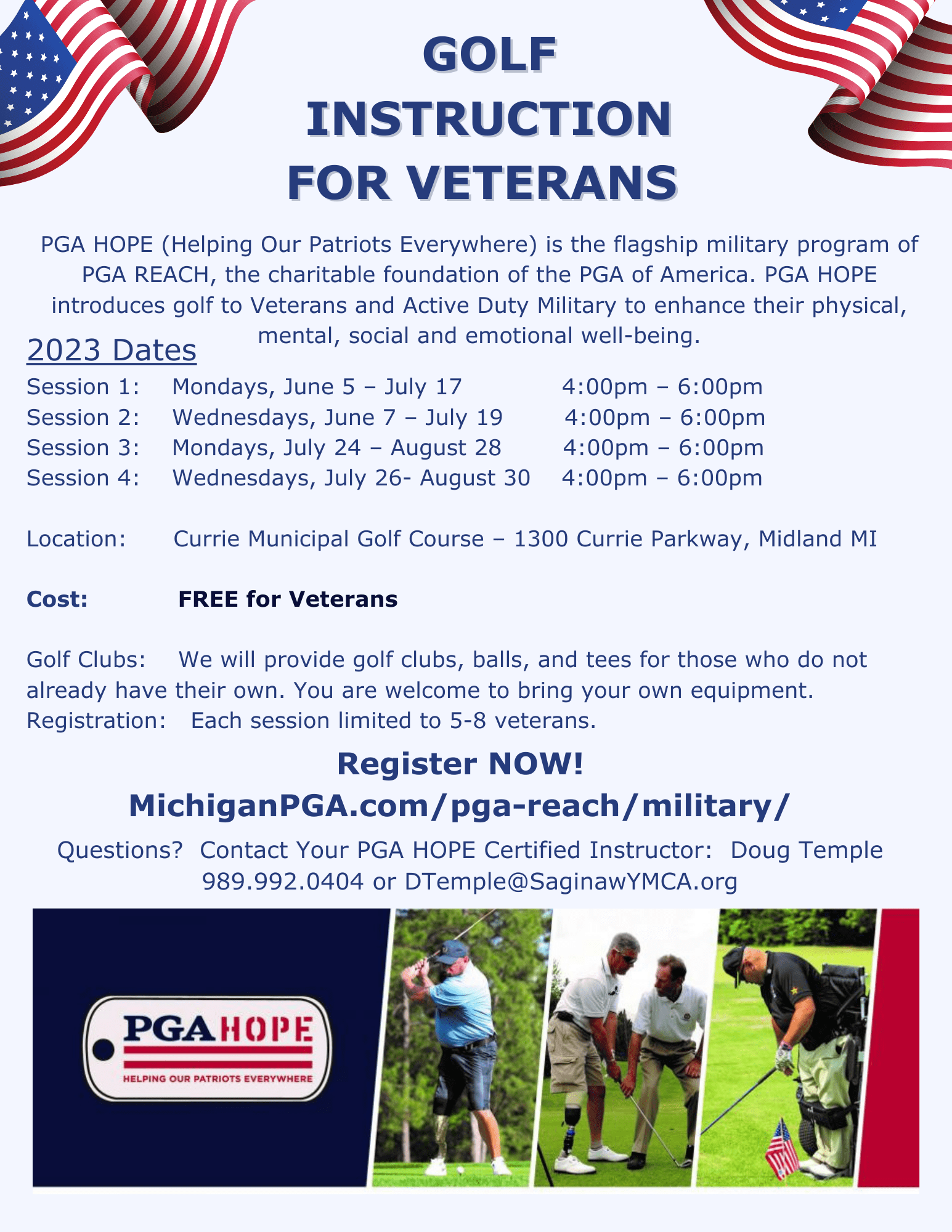 2023 PGA HOPE Great Lakes Bay Region - Free Lessons for Veterans