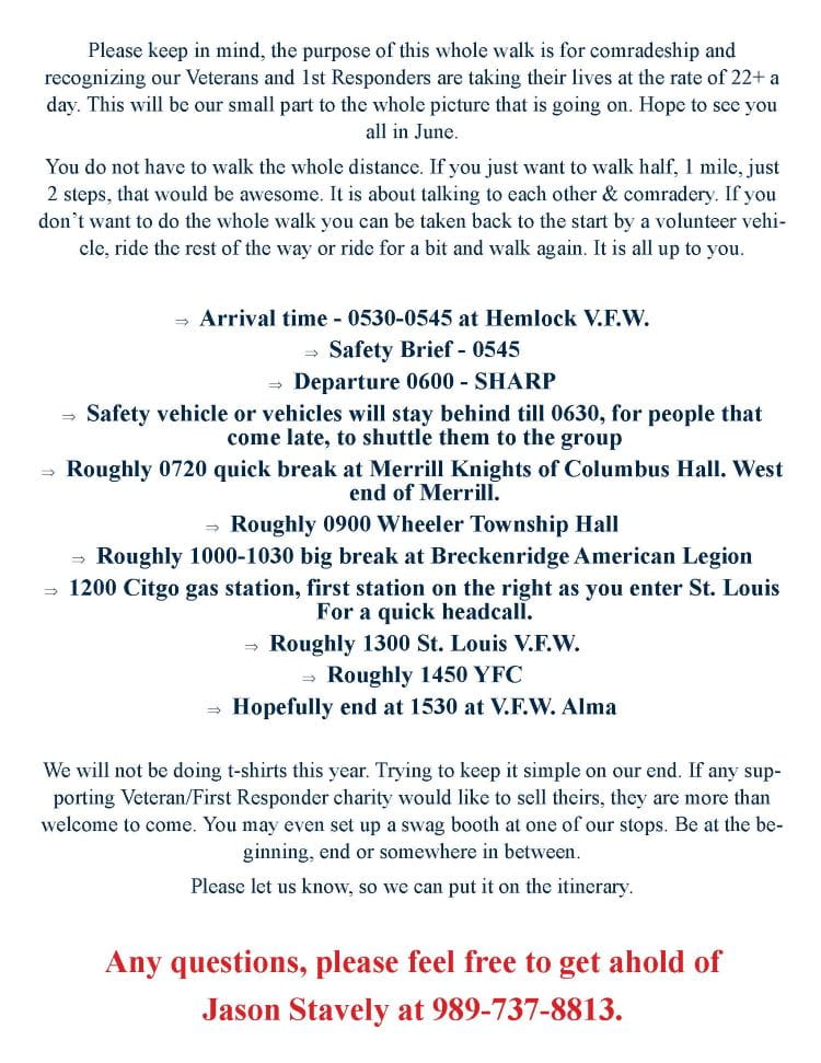 22 Mile Veterans Suicide Awareness Walk Event Flyer 2