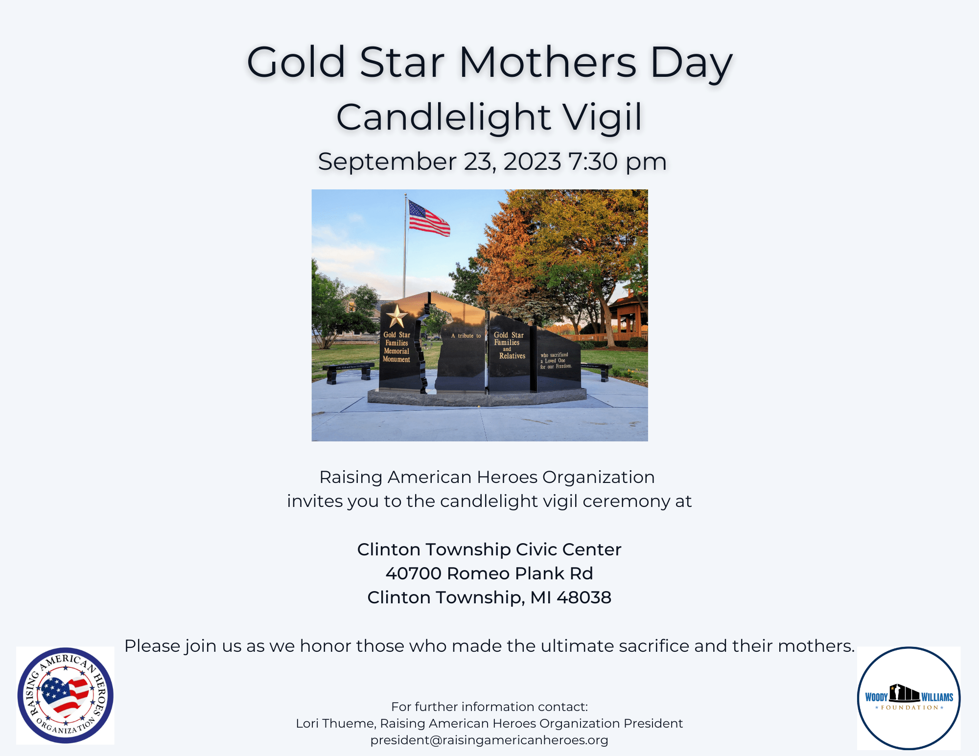 Gold Star Mothers Day Candlelight Vigil event flyer