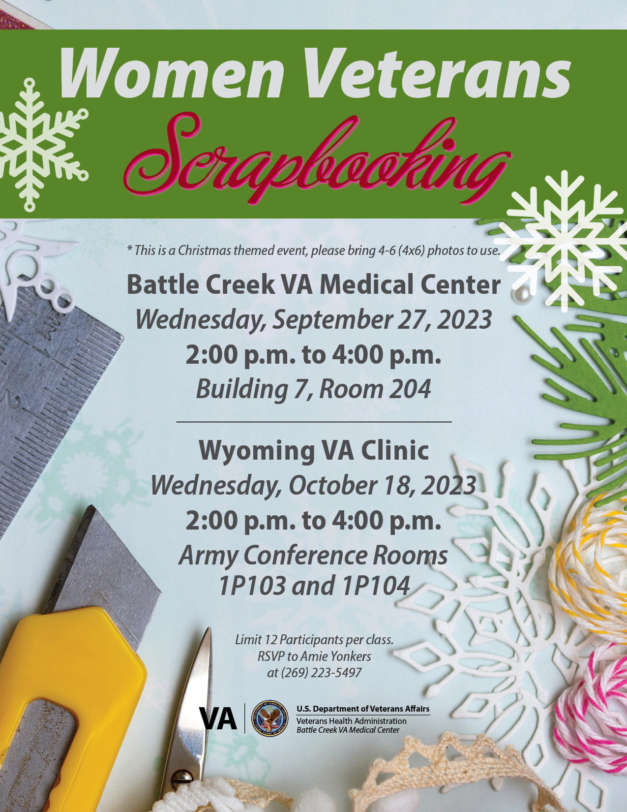 Women Veterans Scrapbooking event flyer