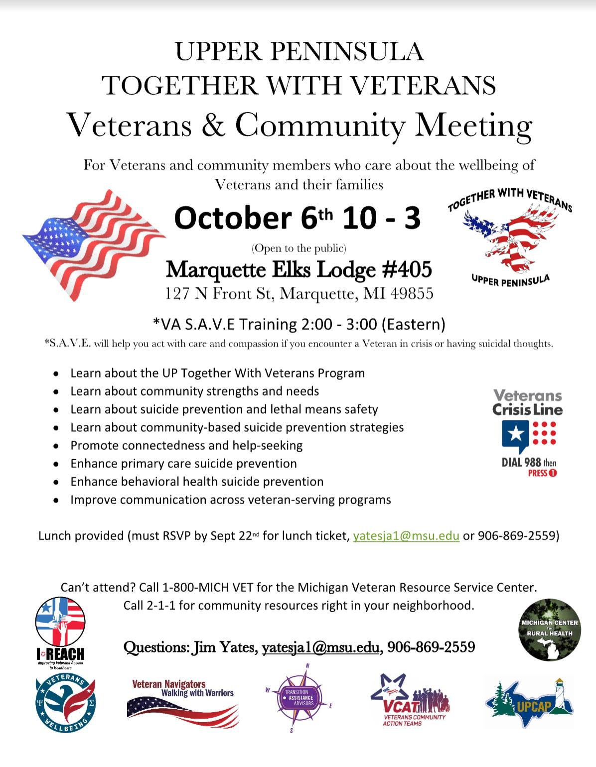Upper Peninsula Together With Veterans event flyer