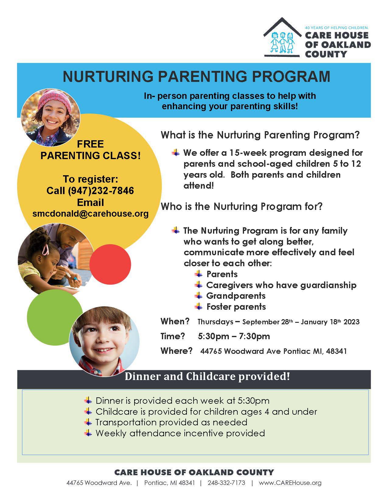 Nurturing Parenting Program event flyer 2023