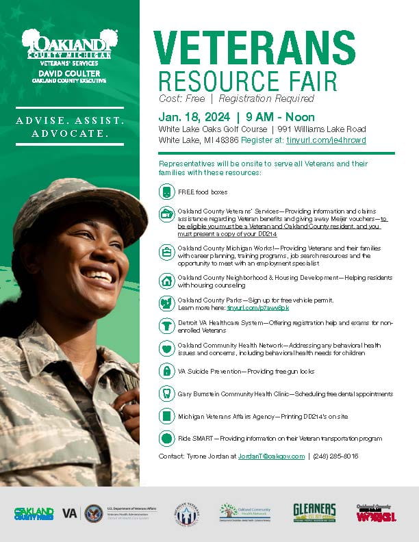 Oakland County Veterans Resource Fair event flyer