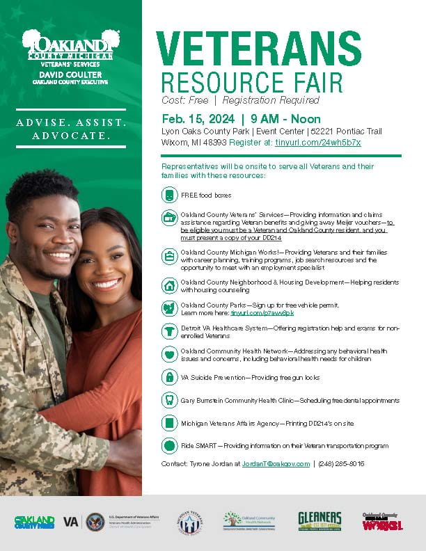Oakland County Veterans Resource Fair event flyer