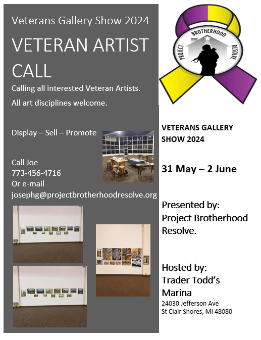 Clair Shores Veterans Gallery Show 2024 event flyer
