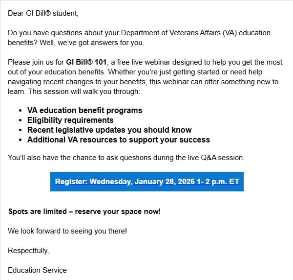 Webinar GI BILL 2