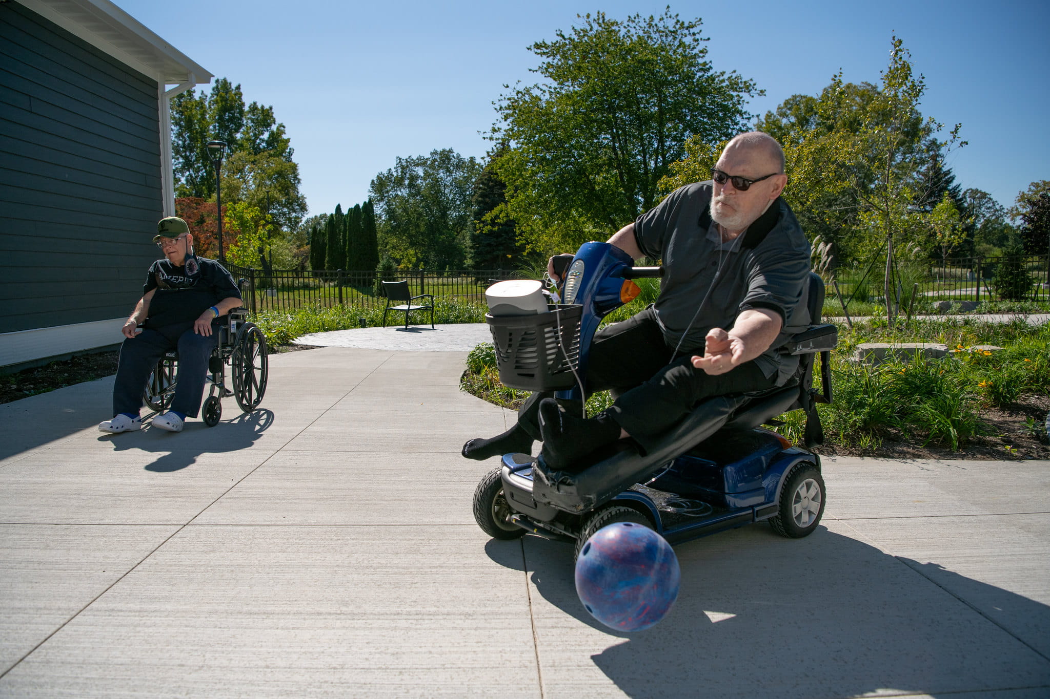 Member bowling outside