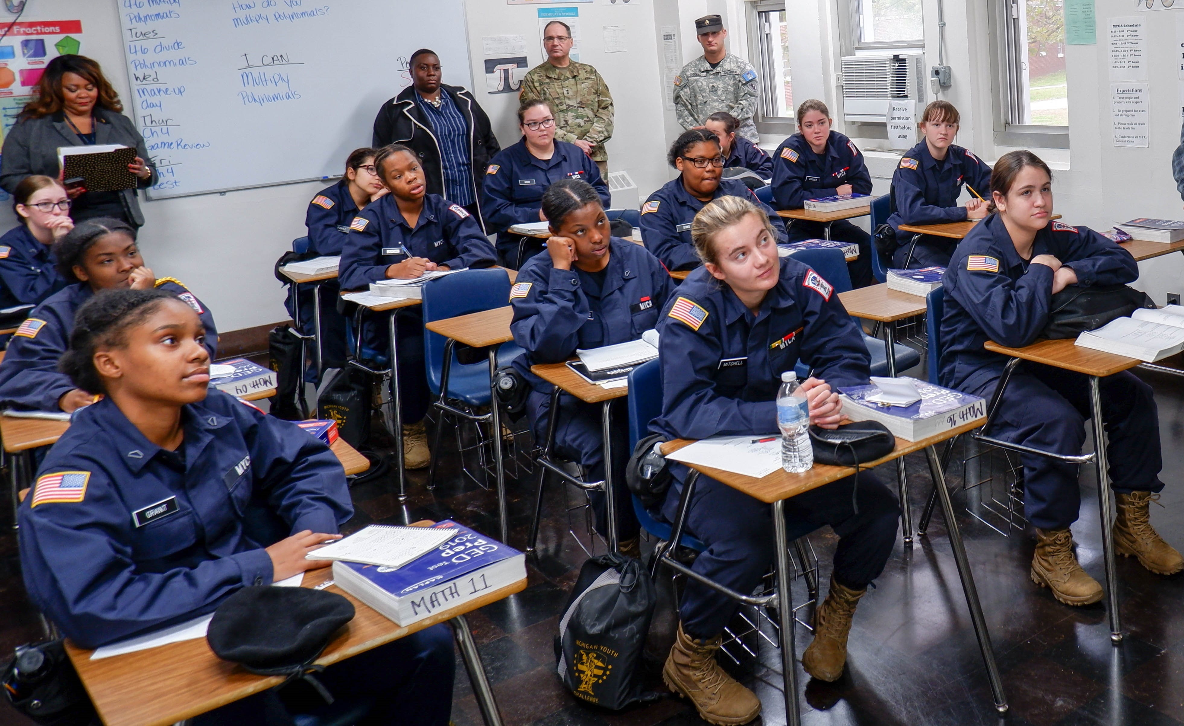 Female cadets seated in a classroom