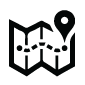 icon of a semi-folded map with a path and endpoint