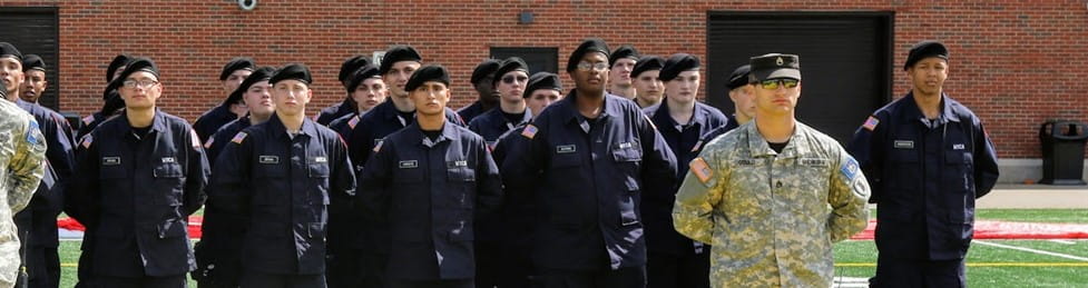 MYCA cadets outdoors in formation