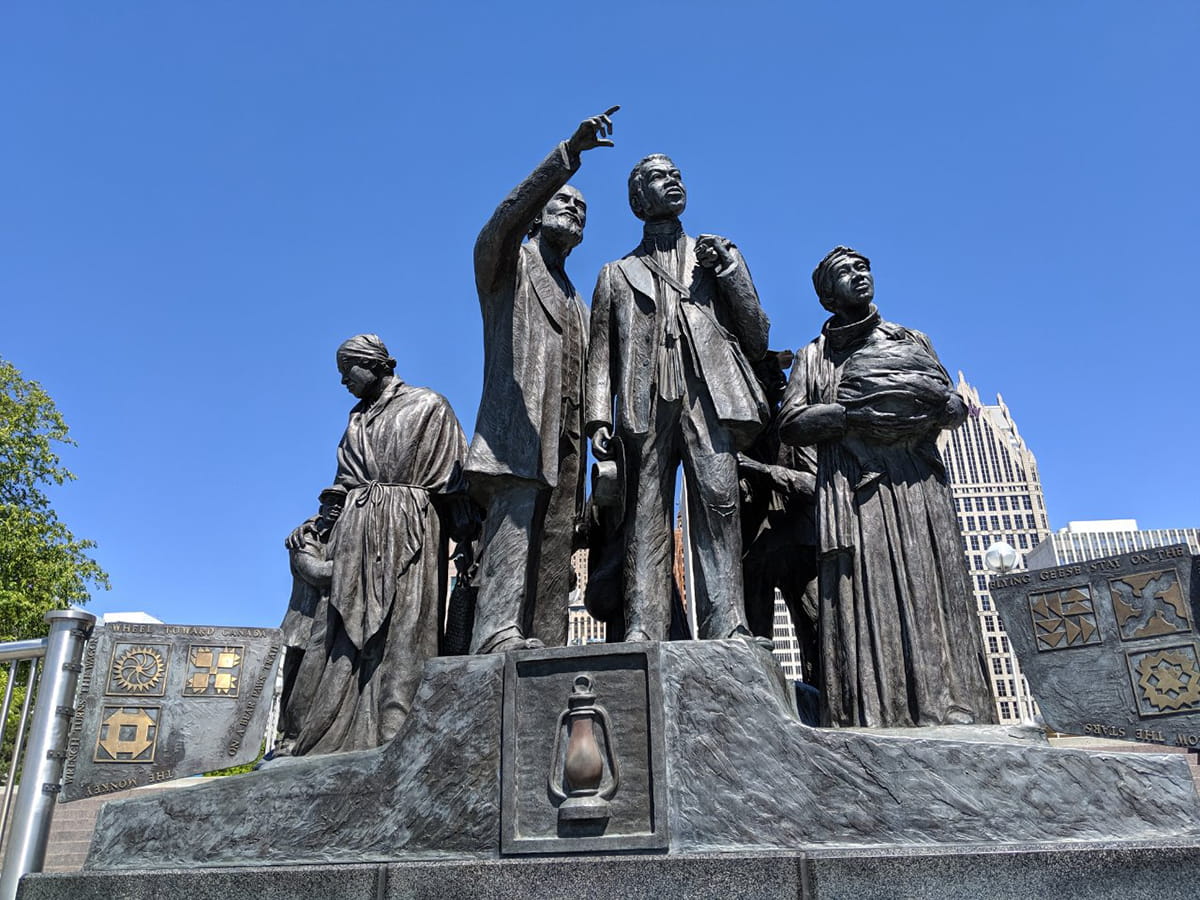 Gateway to Freedom monument in Detroit