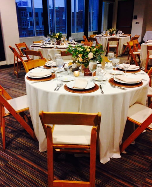 The Outdoor Adventure Center's Forest Room decorated for a wedding