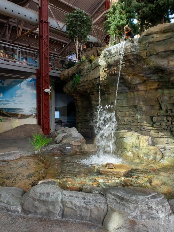 indoor waterfall at the OAC