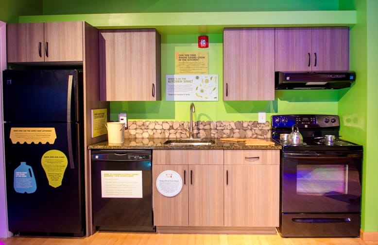 kitchen area in the Outdoor Adventure Center Nature in Your Neighborhood exhibit