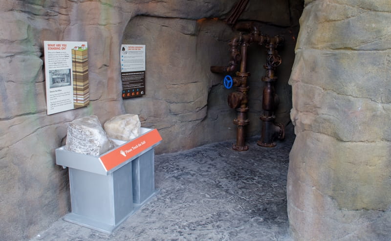 Outdoor Adventure Center mine exhibit with salt blocks for visitors to touch