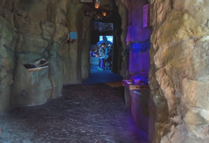 view through the underground mine area of the Outdoor Adventure Center 